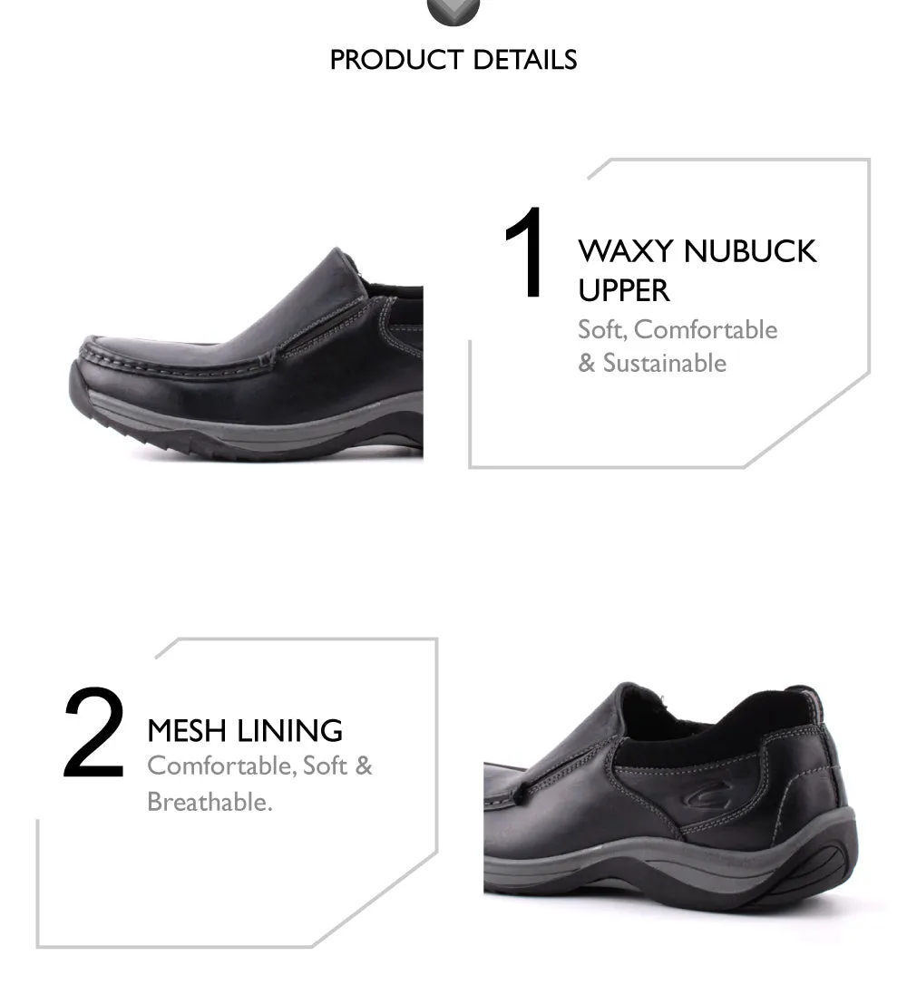 camel active Leather Plain Smooth Slip On Shoes Men Black PULSOR 852408-RS1-1