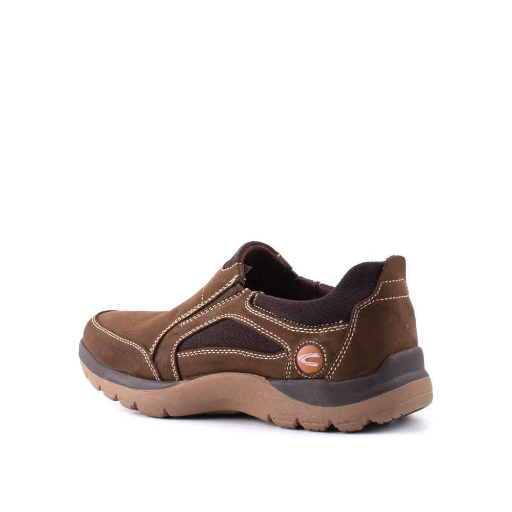 camel active Nubuck Leather Slip On Shoes Men Dark Olive LIGUR 852411-AA2-72