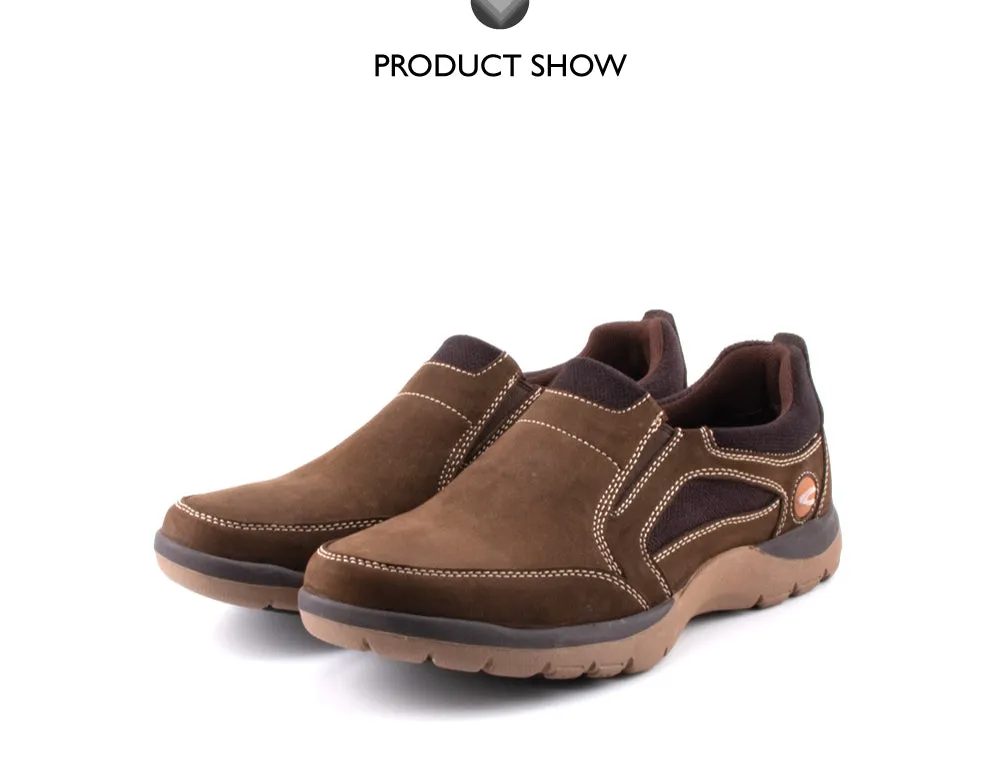 camel active Nubuck Leather Slip On Shoes Men Dark Olive LIGUR 852411-AA2-72