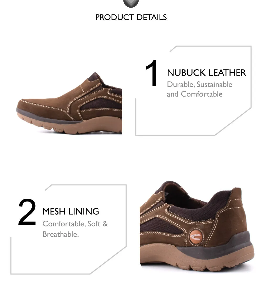 camel active Nubuck Leather Slip On Shoes Men Dark Olive LIGUR 852411-AA2-72