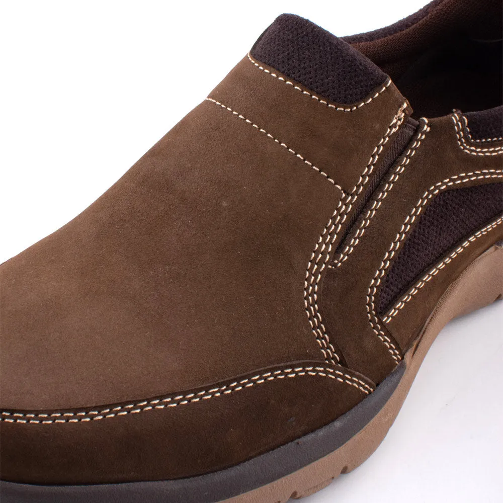 camel active Nubuck Leather Slip On Shoes Men Dark Olive LIGUR 852411-AA2-72