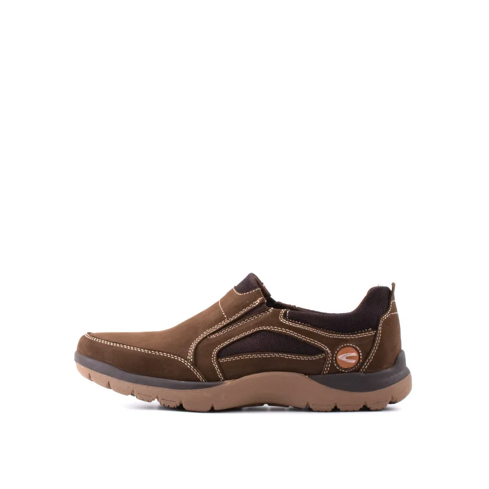 camel active Nubuck Leather Slip On Shoes Men Dark Olive LIGUR 852411-AA2-72