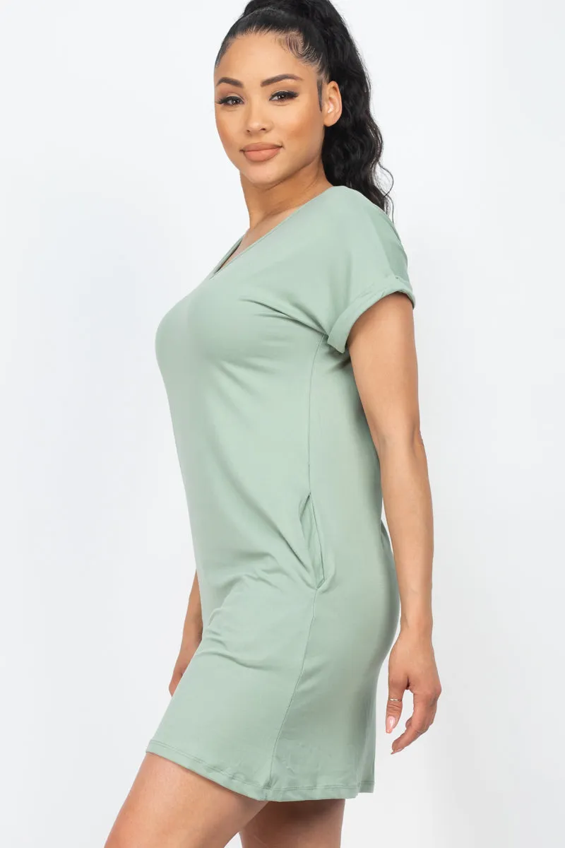 Cap Sleeve Pocket Mini Dress