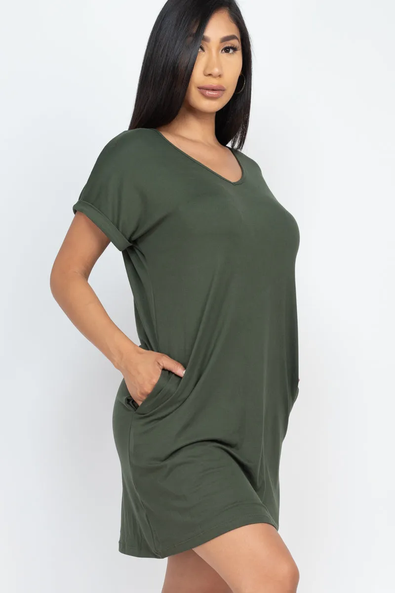 Cap Sleeve Pocket Mini Dress