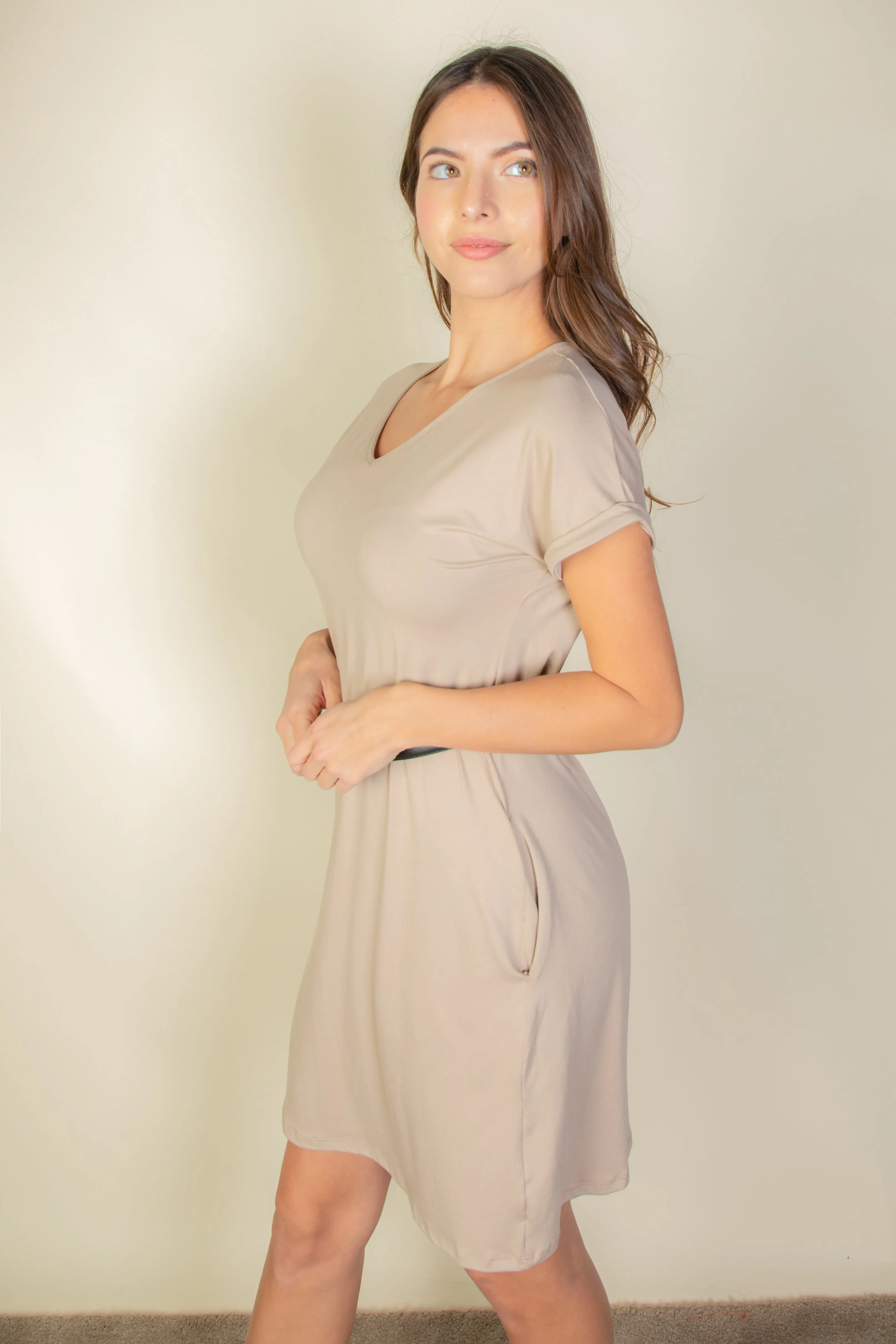 Cap Sleeve Pocket Mini Dress