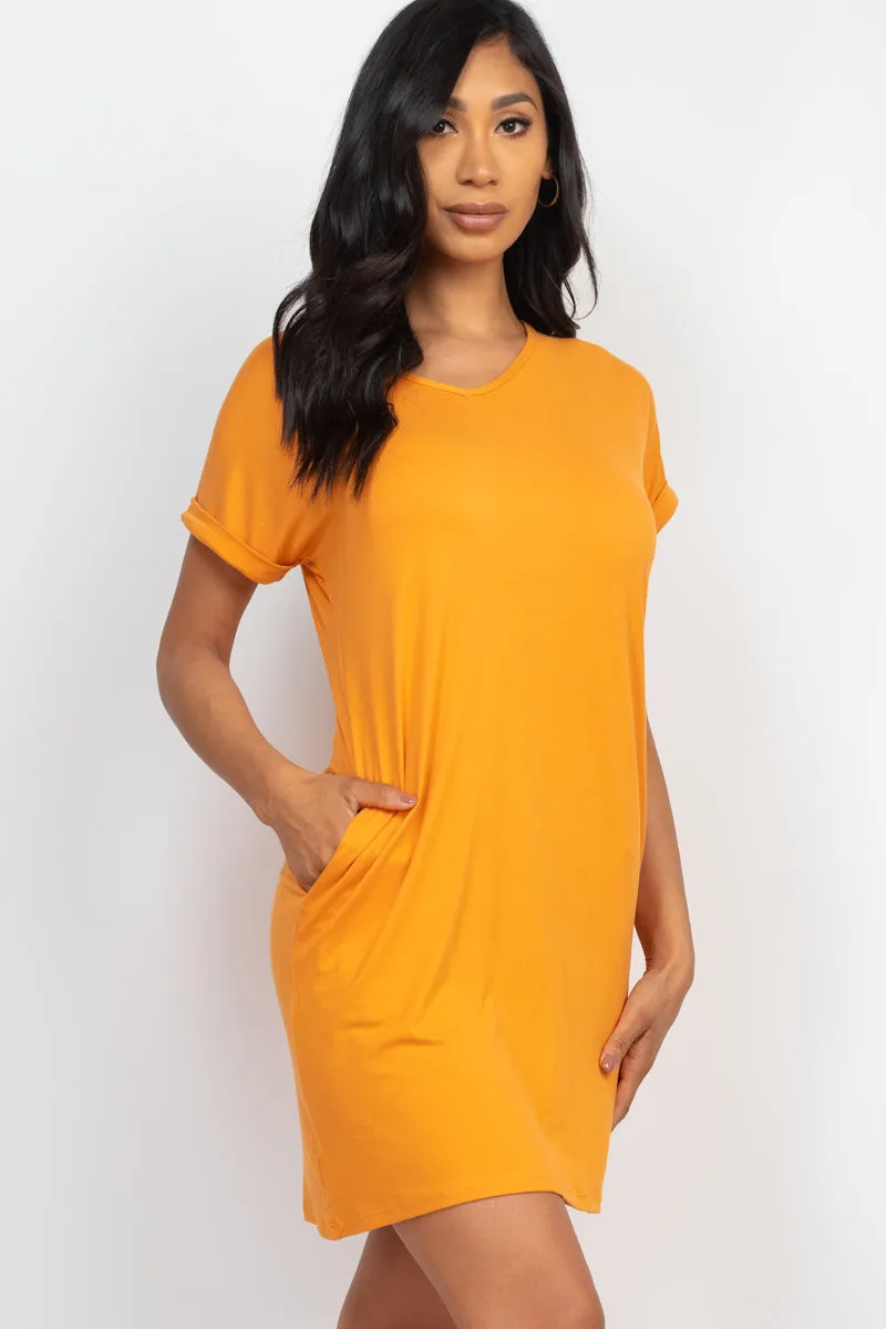 Cap Sleeve Pocket Mini Dress