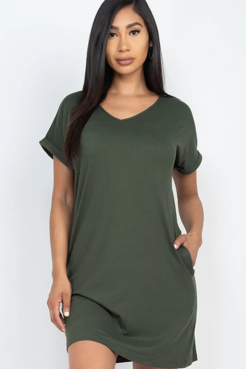 Cap Sleeve Pocket Mini Dress