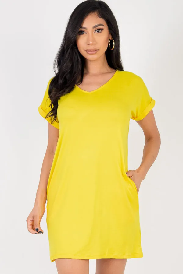 Cap Sleeve Pocket Mini Dress