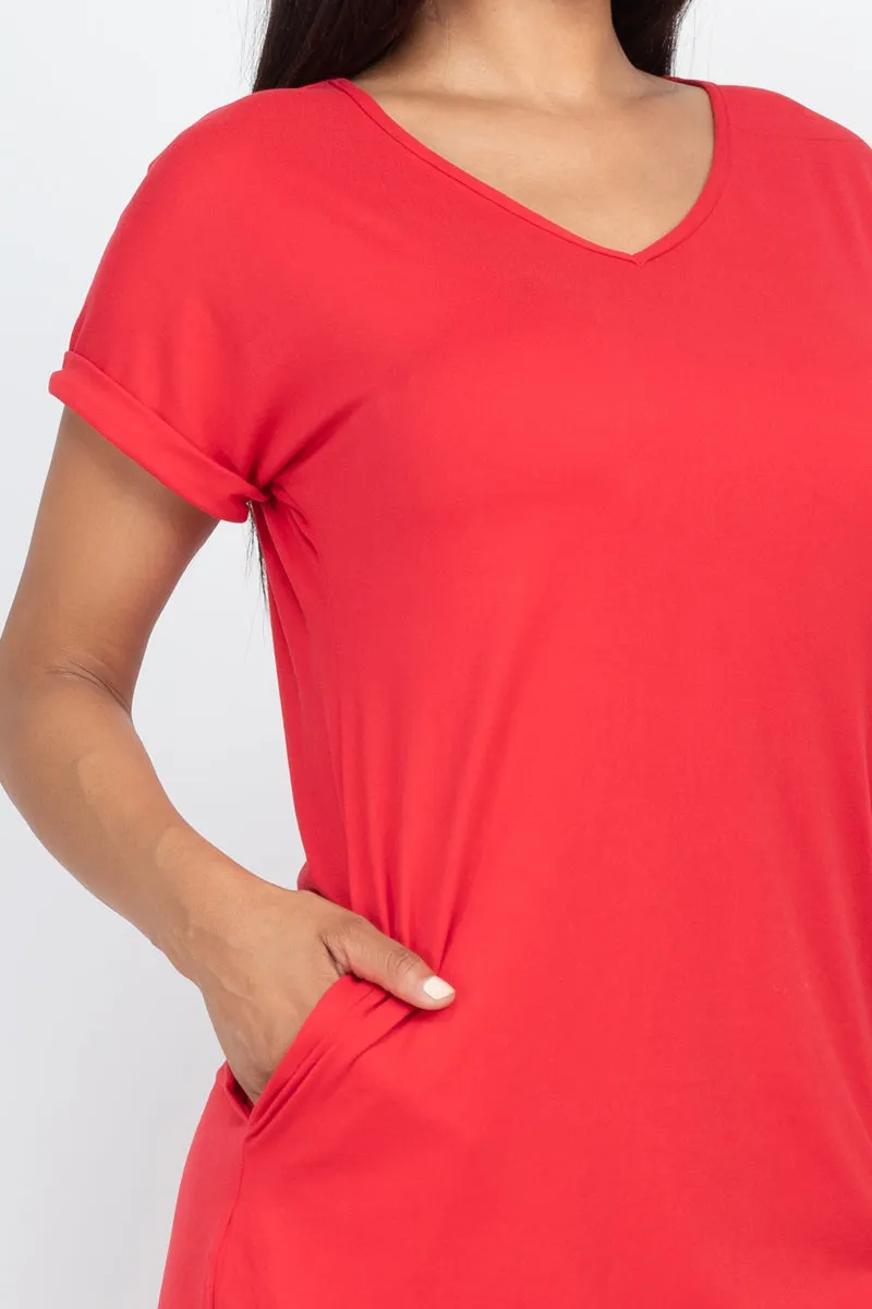 Cap Sleeve Pocket Mini Dress