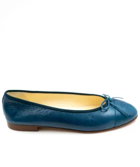 Chanel teal classic ballet flats AEL1071