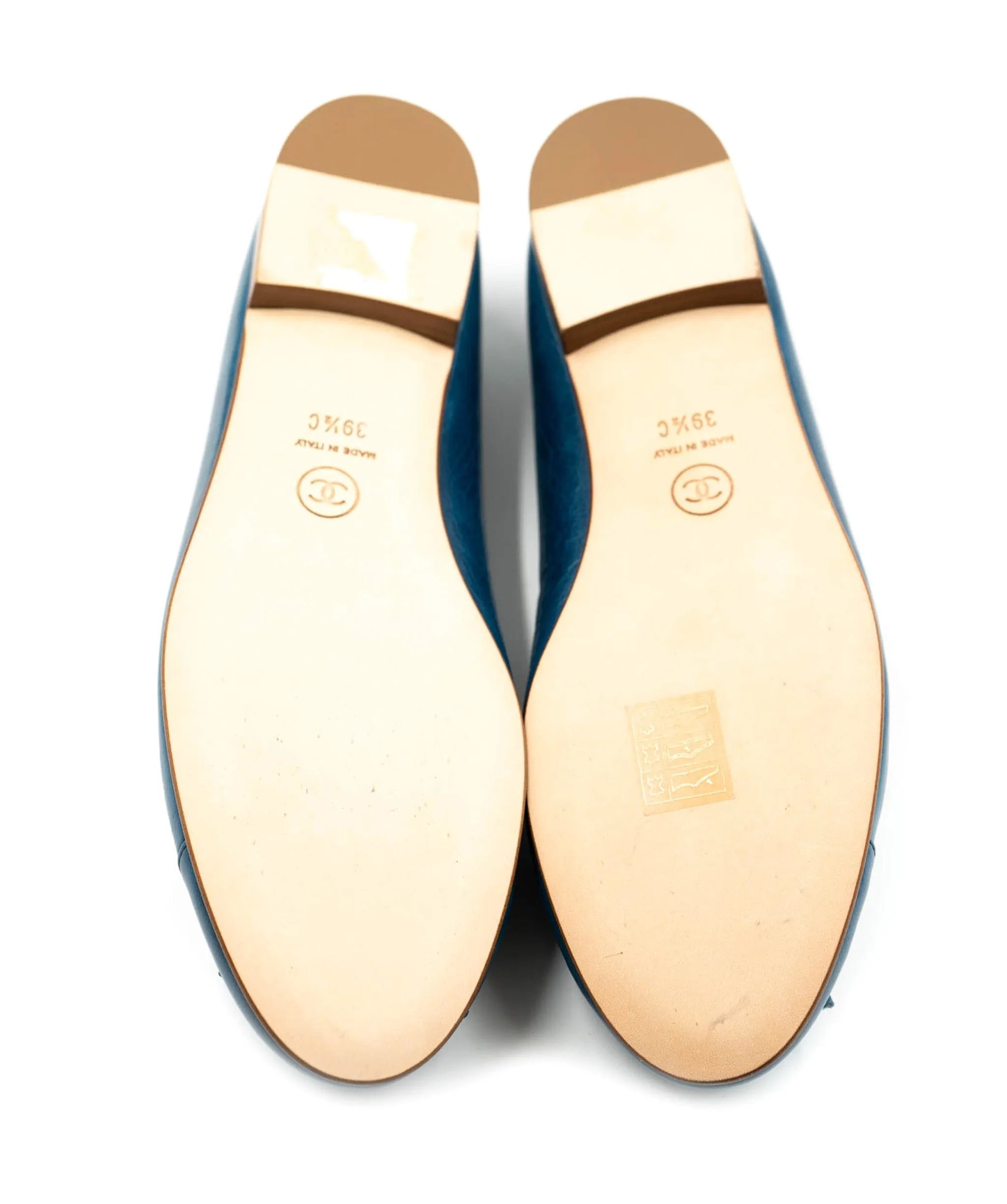 Chanel teal classic ballet flats AEL1071