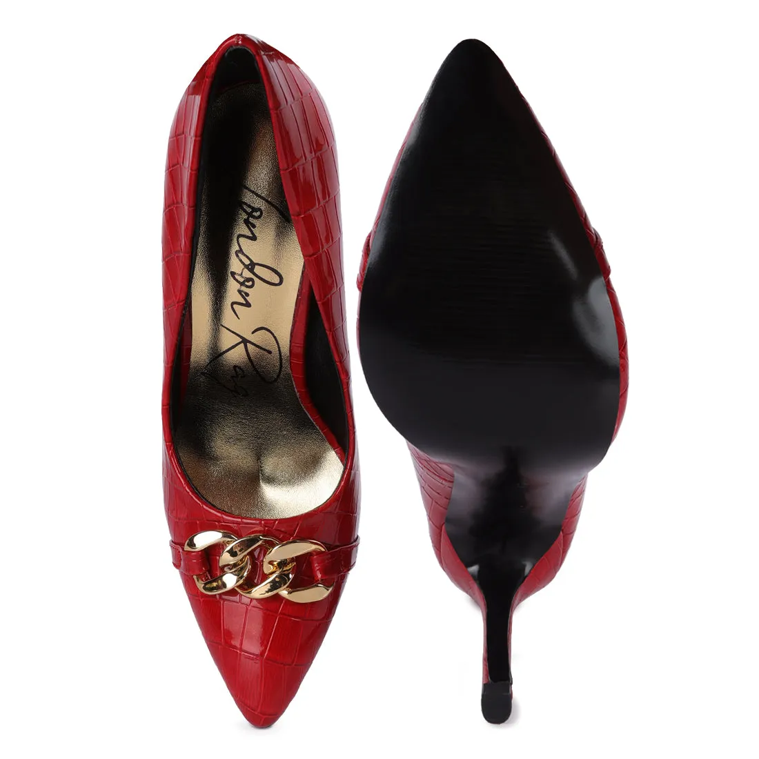 Croc Metal Chain Pump Heels