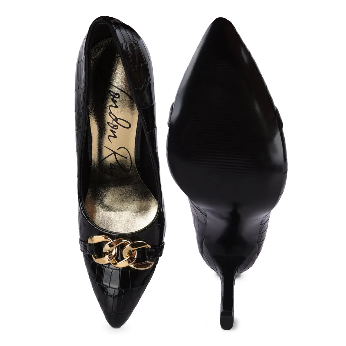 Croc Metal Chain Pump Heels