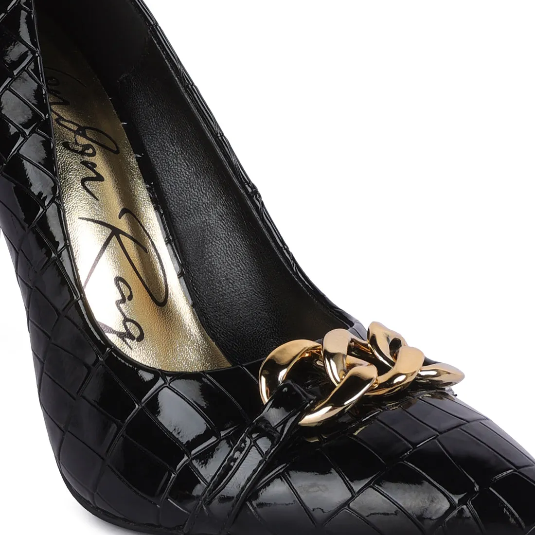 Croc Metal Chain Pump Heels