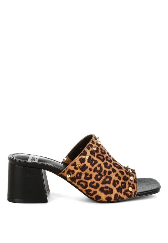 Edama Leopard Print Studded Slip Ons