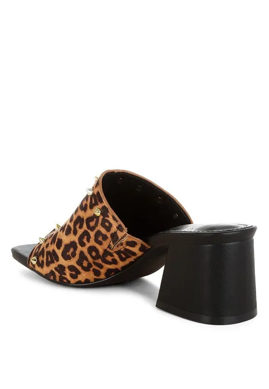Edama Leopard Print Studded Slip Ons