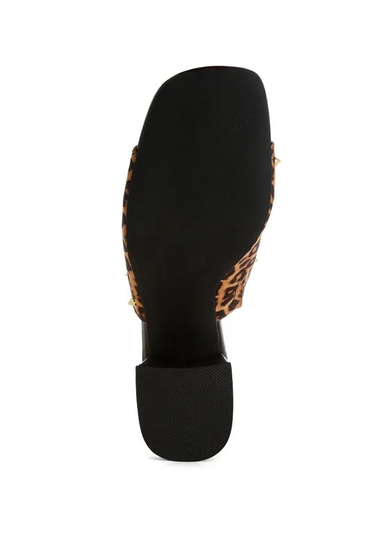 Edama Leopard Print Studded Slip Ons