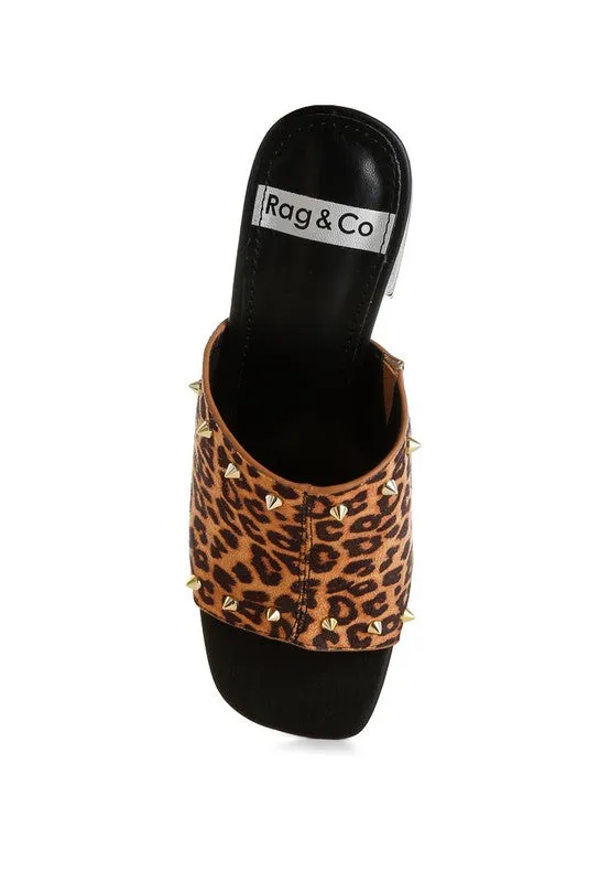 Edama Leopard Print Studded Slip Ons