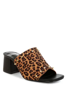 Edama Leopard Print Studded Slip Ons