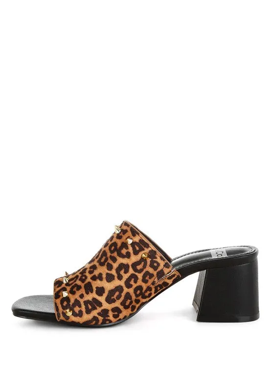 Edama Leopard Print Studded Slip Ons