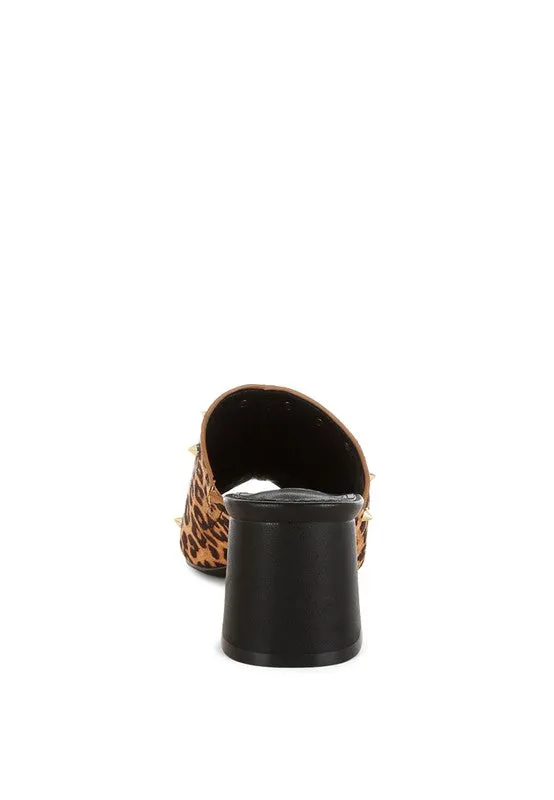 Edama Leopard Print Studded Slip Ons