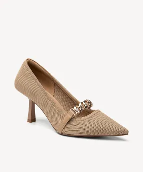 Elegant Chain Pointed Toe Heeled Pumps