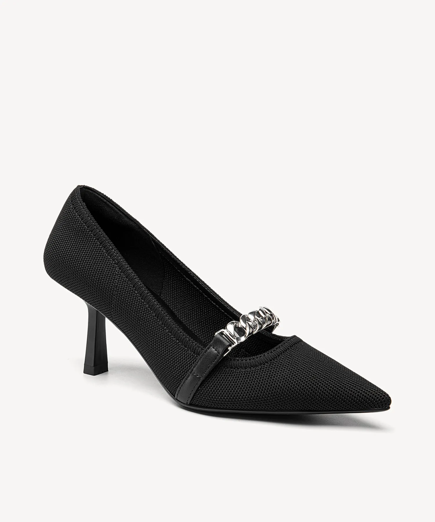Elegant Chain Pointed Toe Heeled Pumps