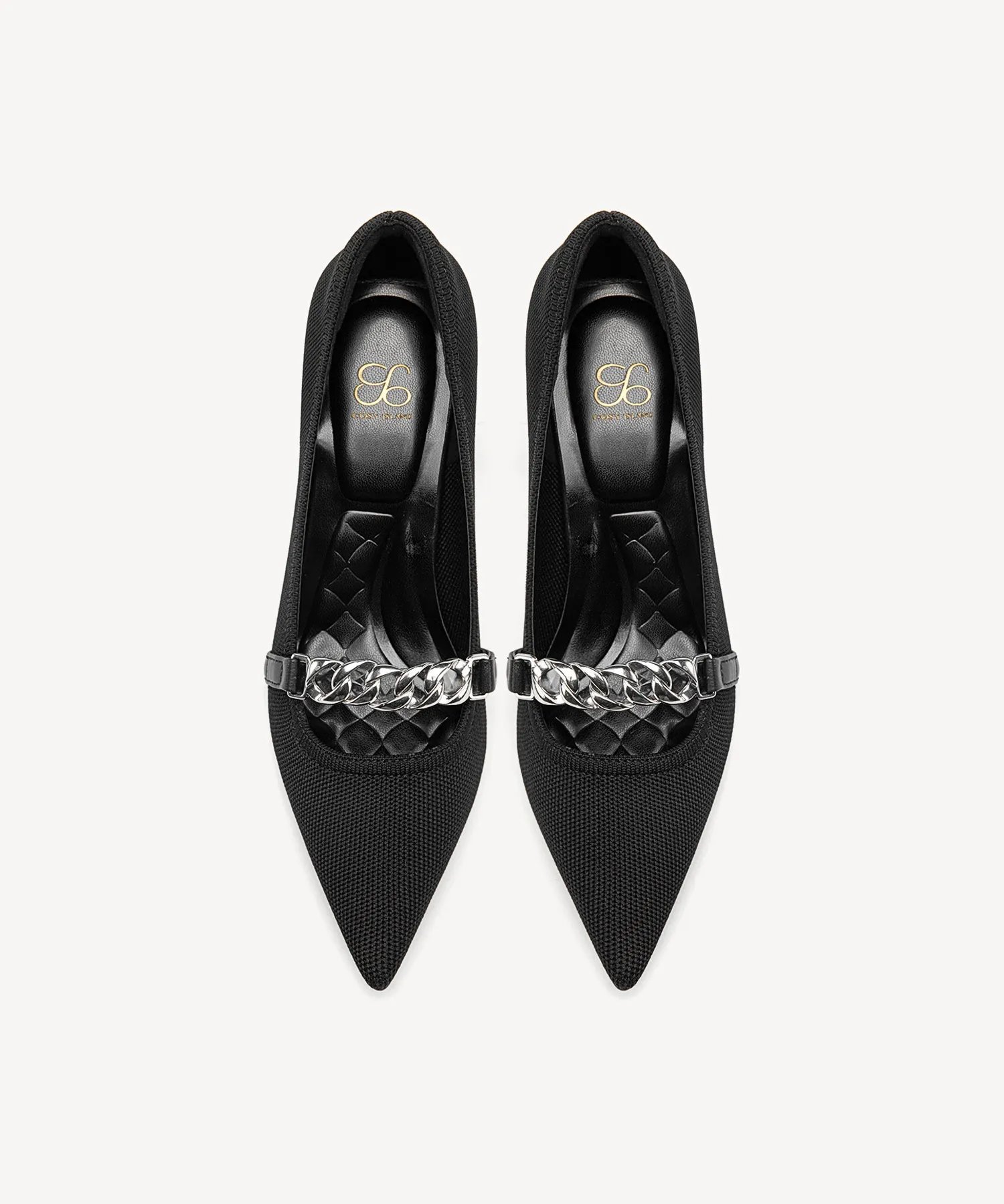 Elegant Chain Pointed Toe Heeled Pumps