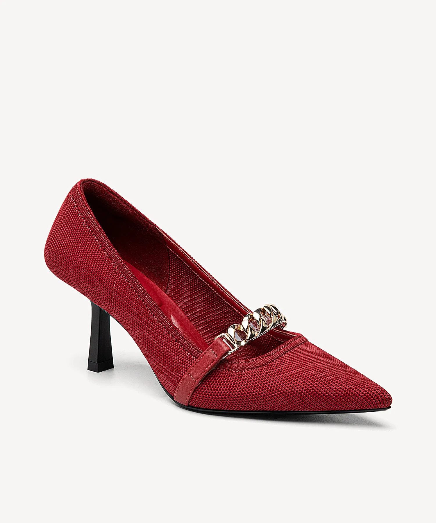 Elegant Chain Pointed Toe Heeled Pumps