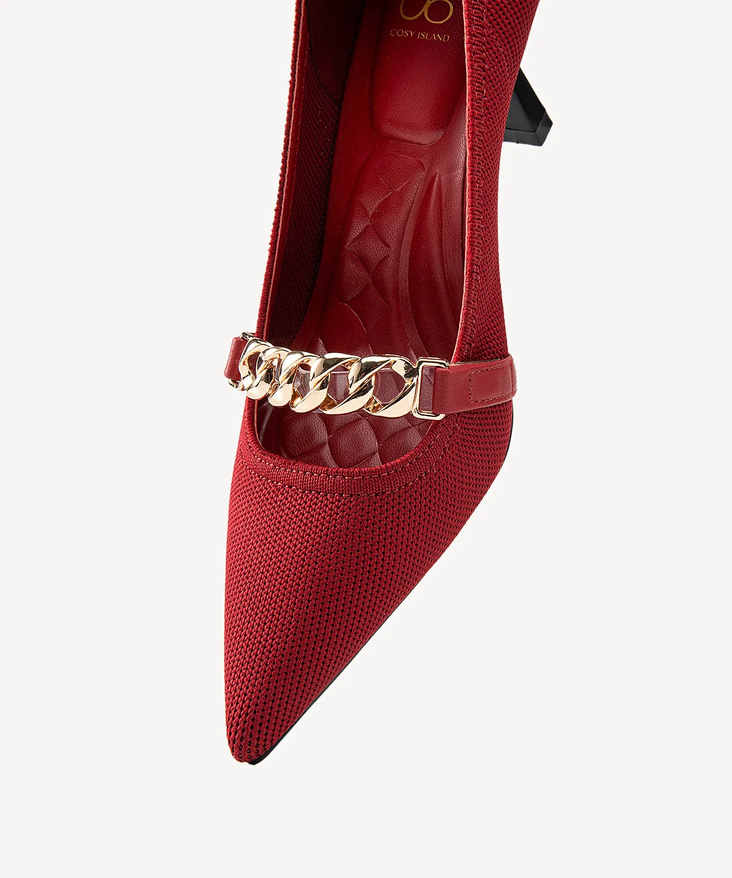 Elegant Chain Pointed Toe Heeled Pumps