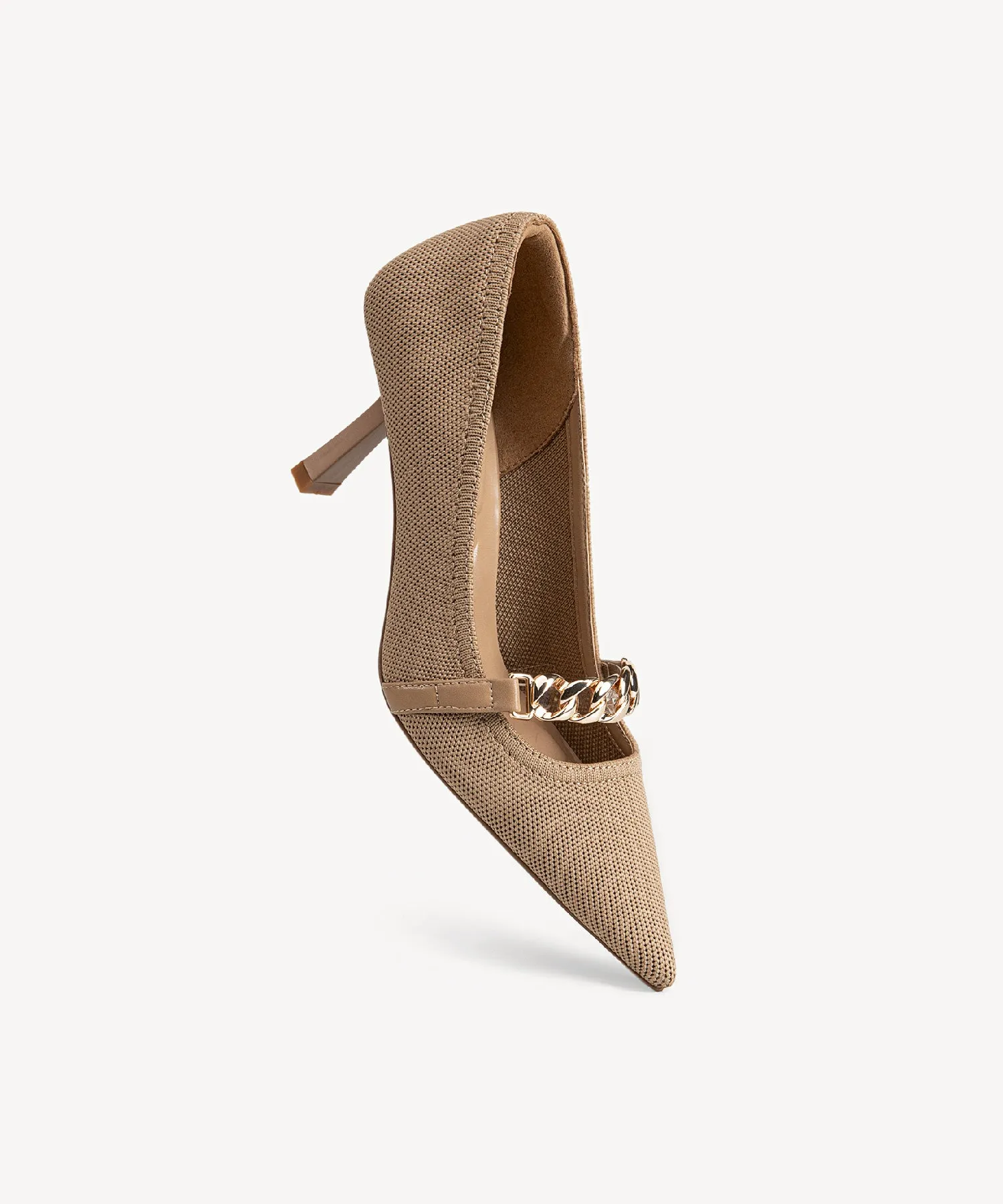 Elegant Chain Pointed Toe Heeled Pumps
