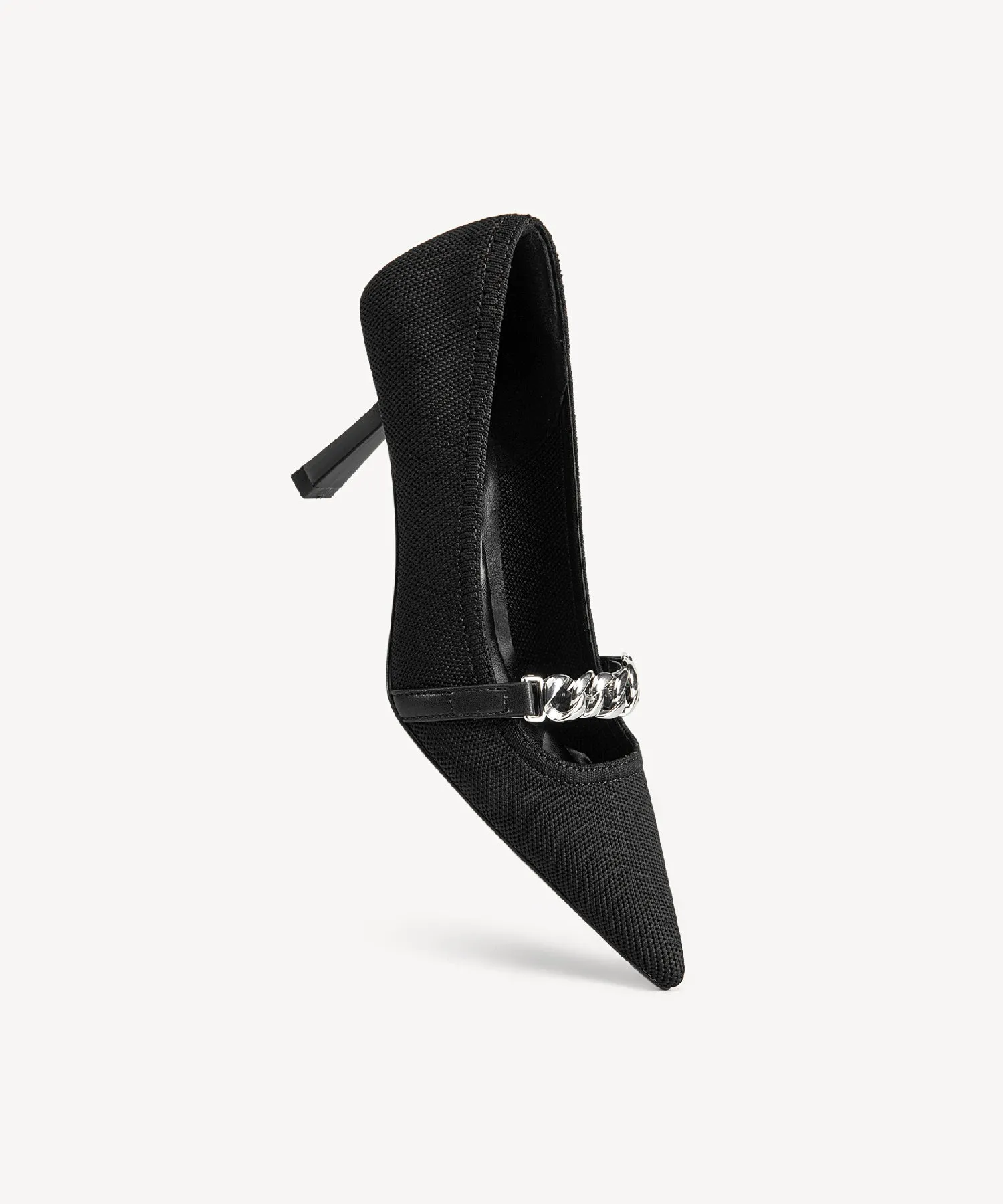 Elegant Chain Pointed Toe Heeled Pumps