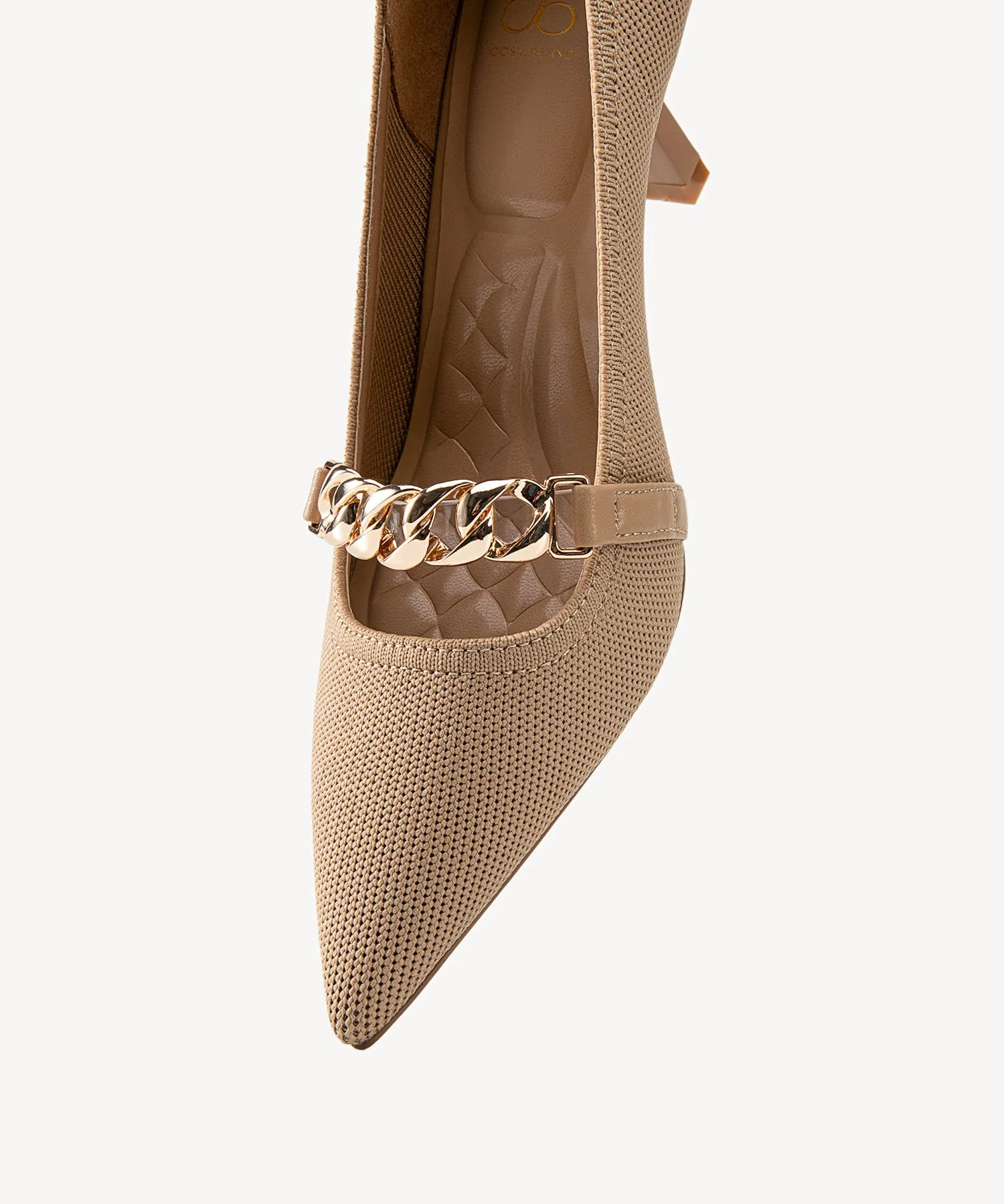 Elegant Chain Pointed Toe Heeled Pumps