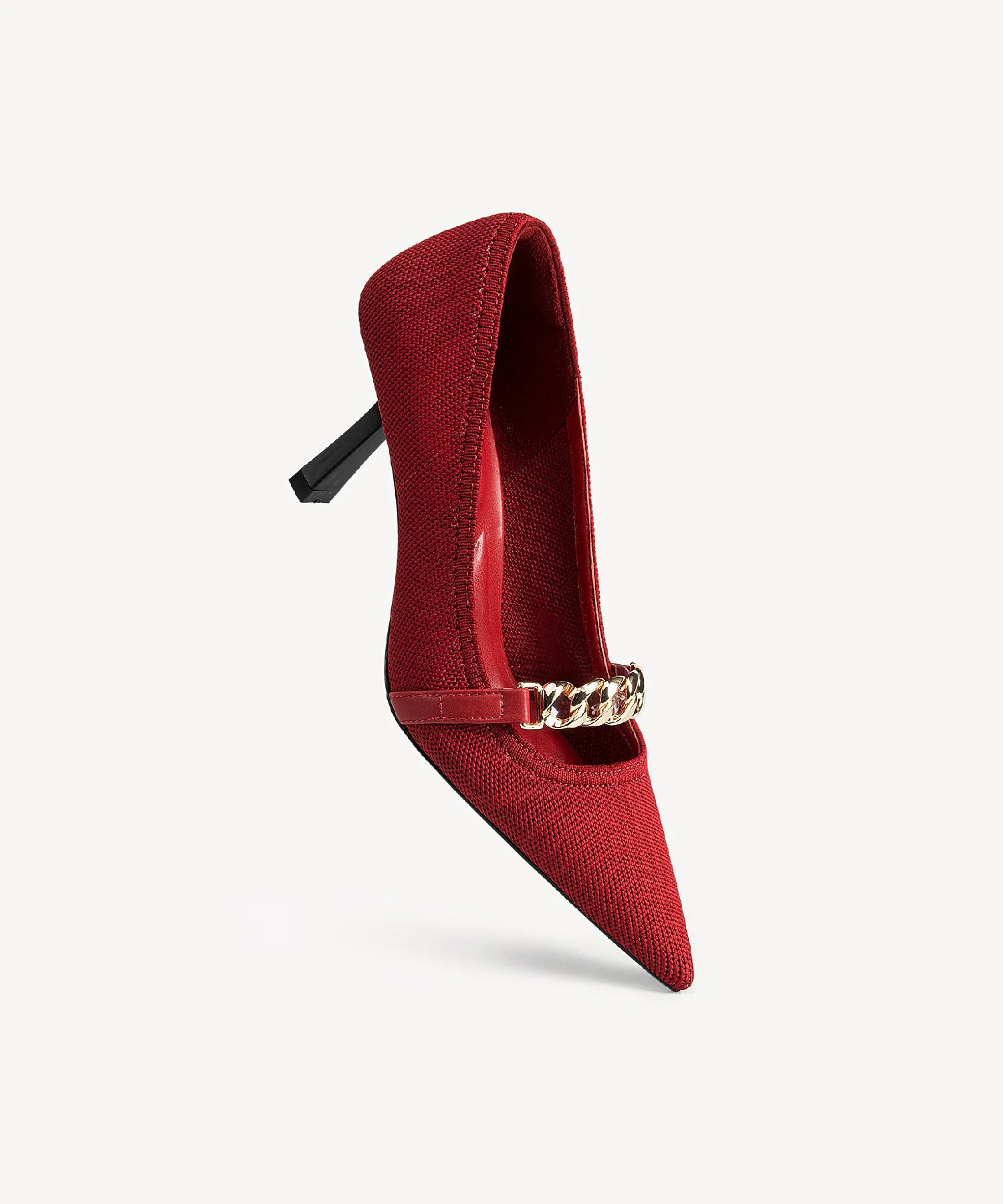 Elegant Chain Pointed Toe Heeled Pumps