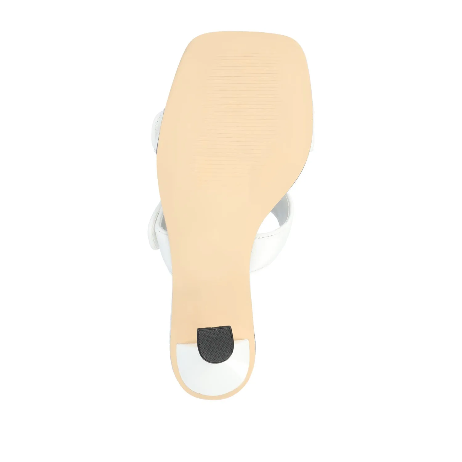 ESSEY HEELED DUAL STRAP SANDALS IN FAUX LEATHER