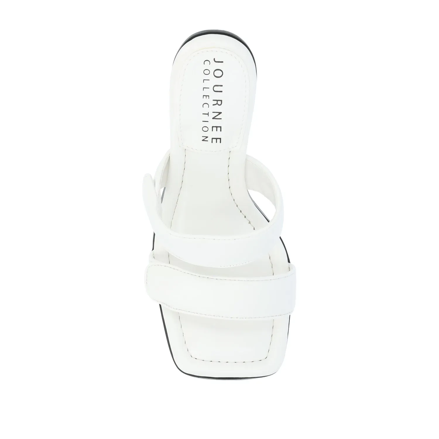 ESSEY HEELED DUAL STRAP SANDALS IN FAUX LEATHER