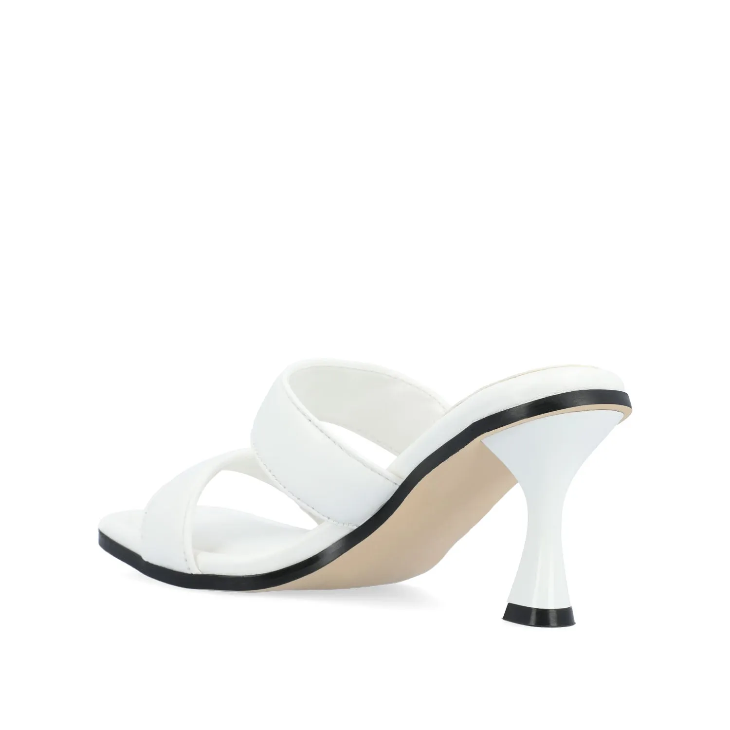 ESSEY HEELED DUAL STRAP SANDALS IN FAUX LEATHER