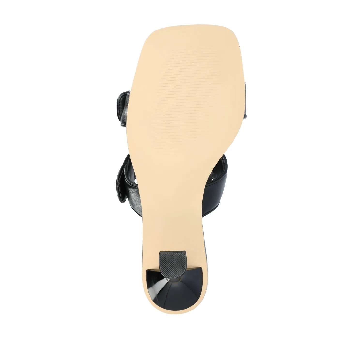 ESSEY HEELED DUAL STRAP SANDALS IN FAUX LEATHER