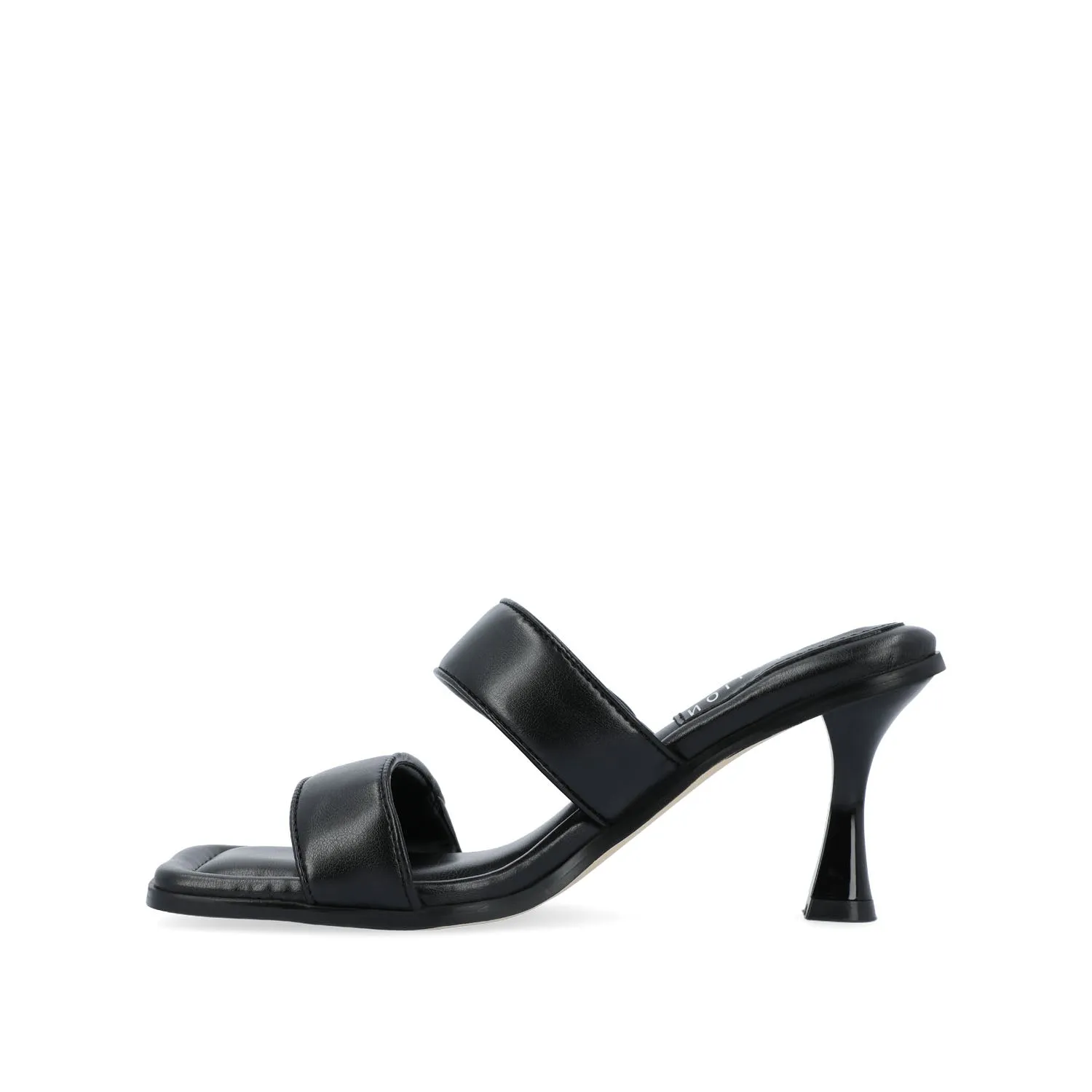 ESSEY HEELED DUAL STRAP SANDALS IN FAUX LEATHER