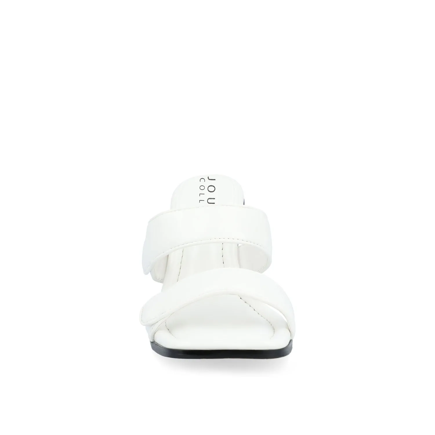ESSEY HEELED DUAL STRAP SANDALS IN FAUX LEATHER