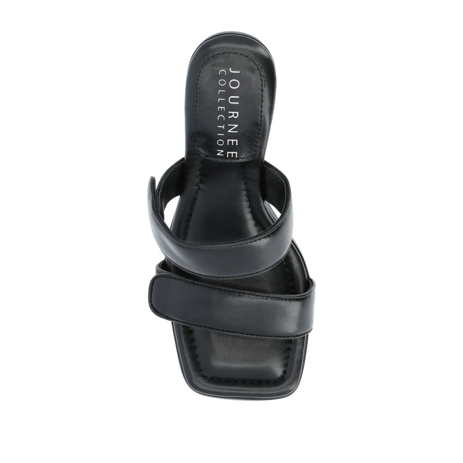 ESSEY HEELED DUAL STRAP SANDALS IN FAUX LEATHER