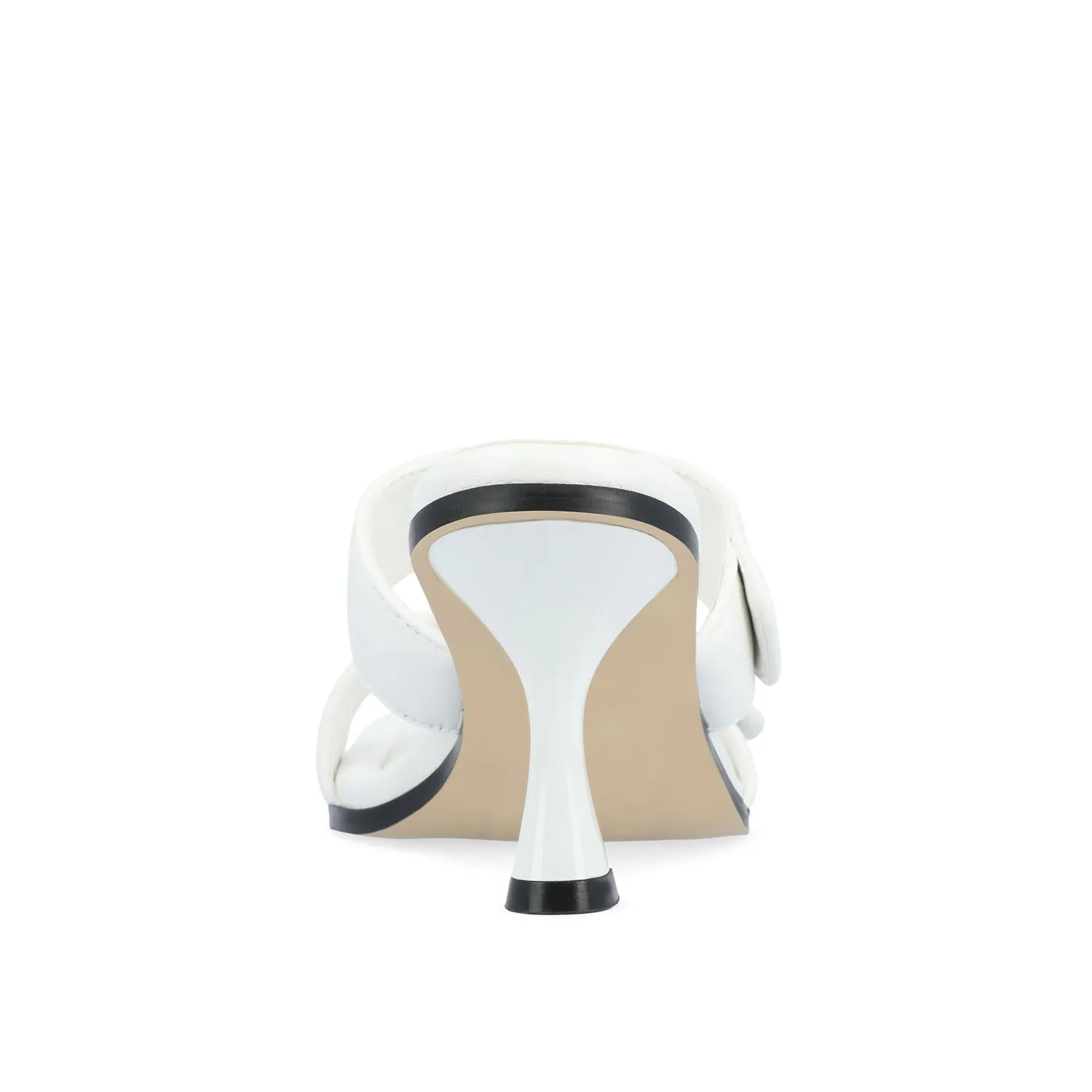 ESSEY HEELED DUAL STRAP SANDALS IN FAUX LEATHER