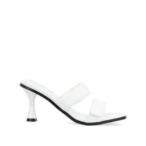 ESSEY HEELED DUAL STRAP SANDALS IN FAUX LEATHER