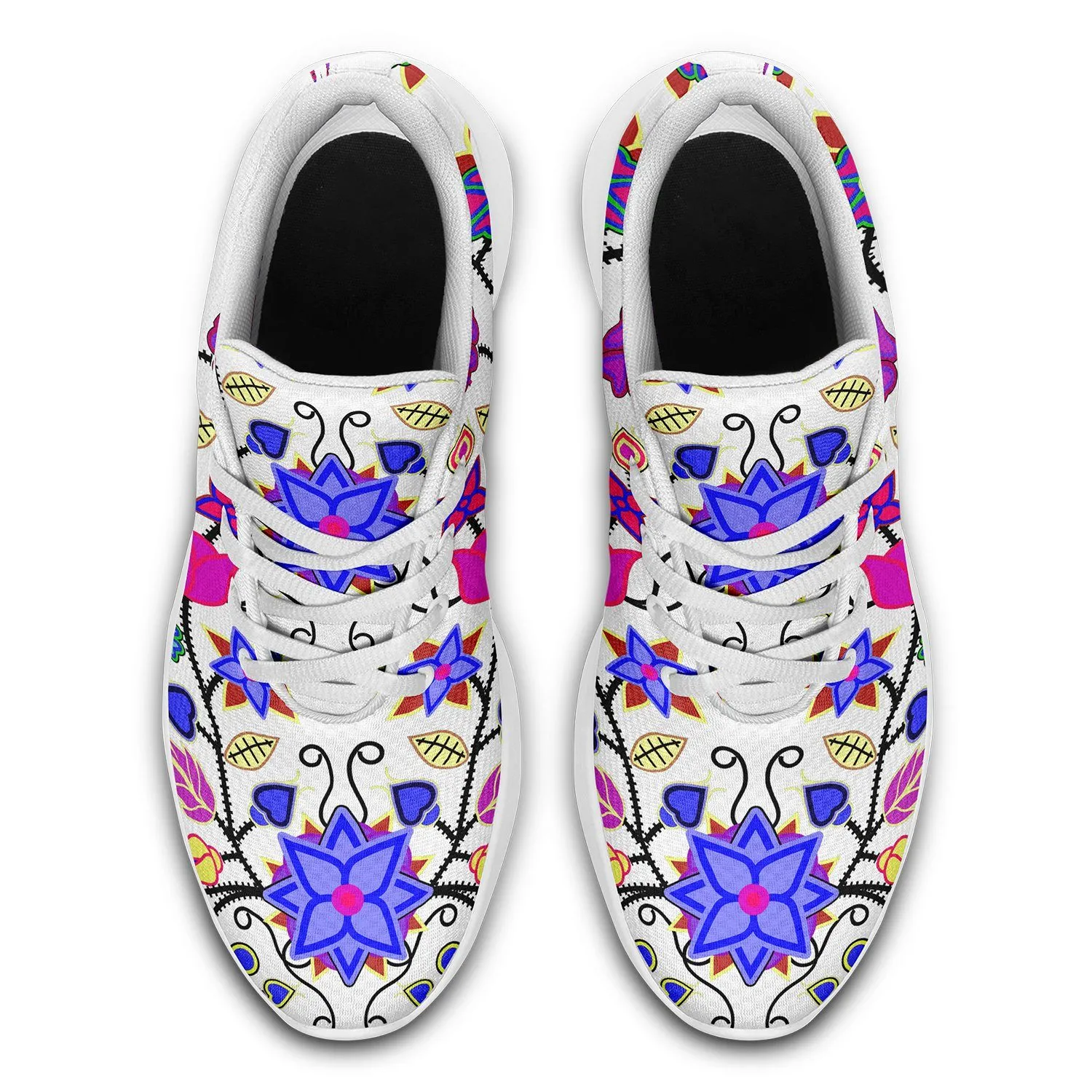 Floral Beadwork Seven Clans White Ikkaayi Sport Sneakers