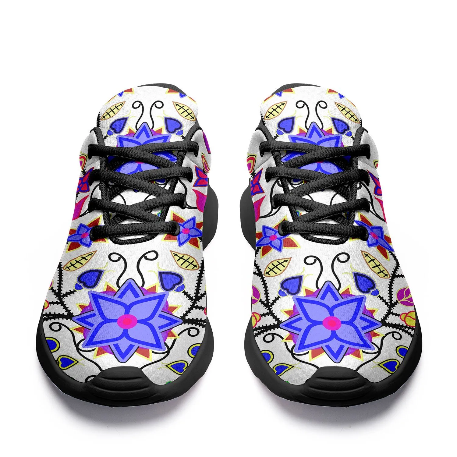 Floral Beadwork Seven Clans White Ikkaayi Sport Sneakers