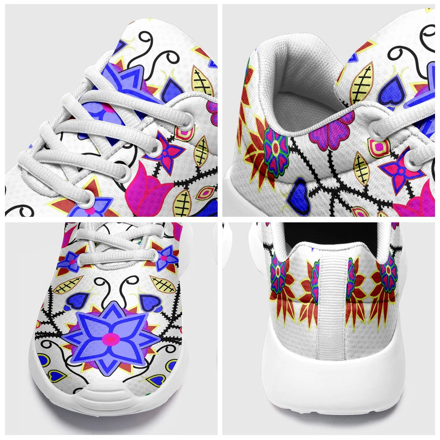Floral Beadwork Seven Clans White Ikkaayi Sport Sneakers