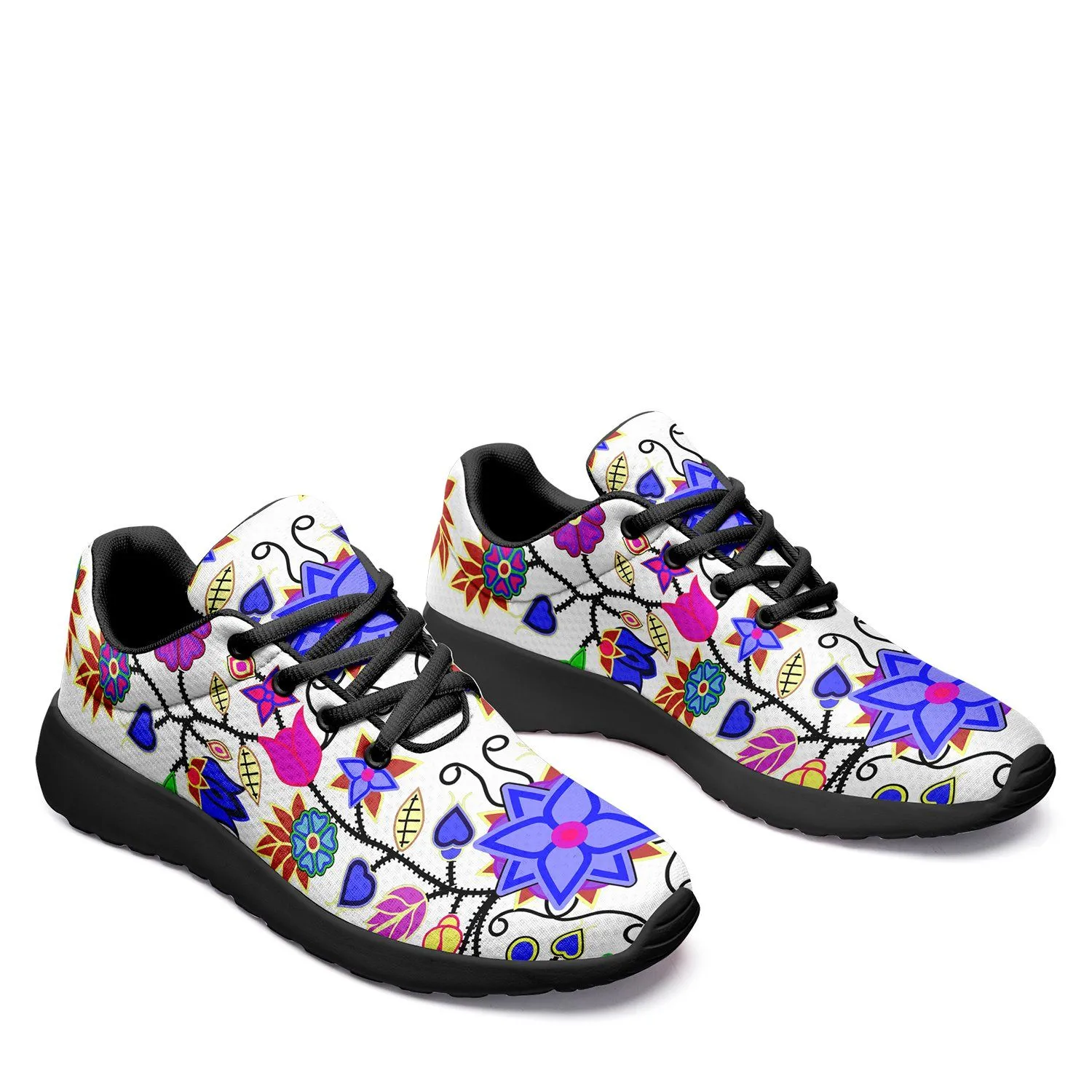 Floral Beadwork Seven Clans White Ikkaayi Sport Sneakers