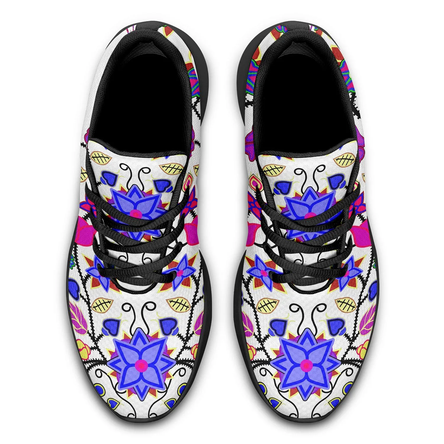 Floral Beadwork Seven Clans White Ikkaayi Sport Sneakers
