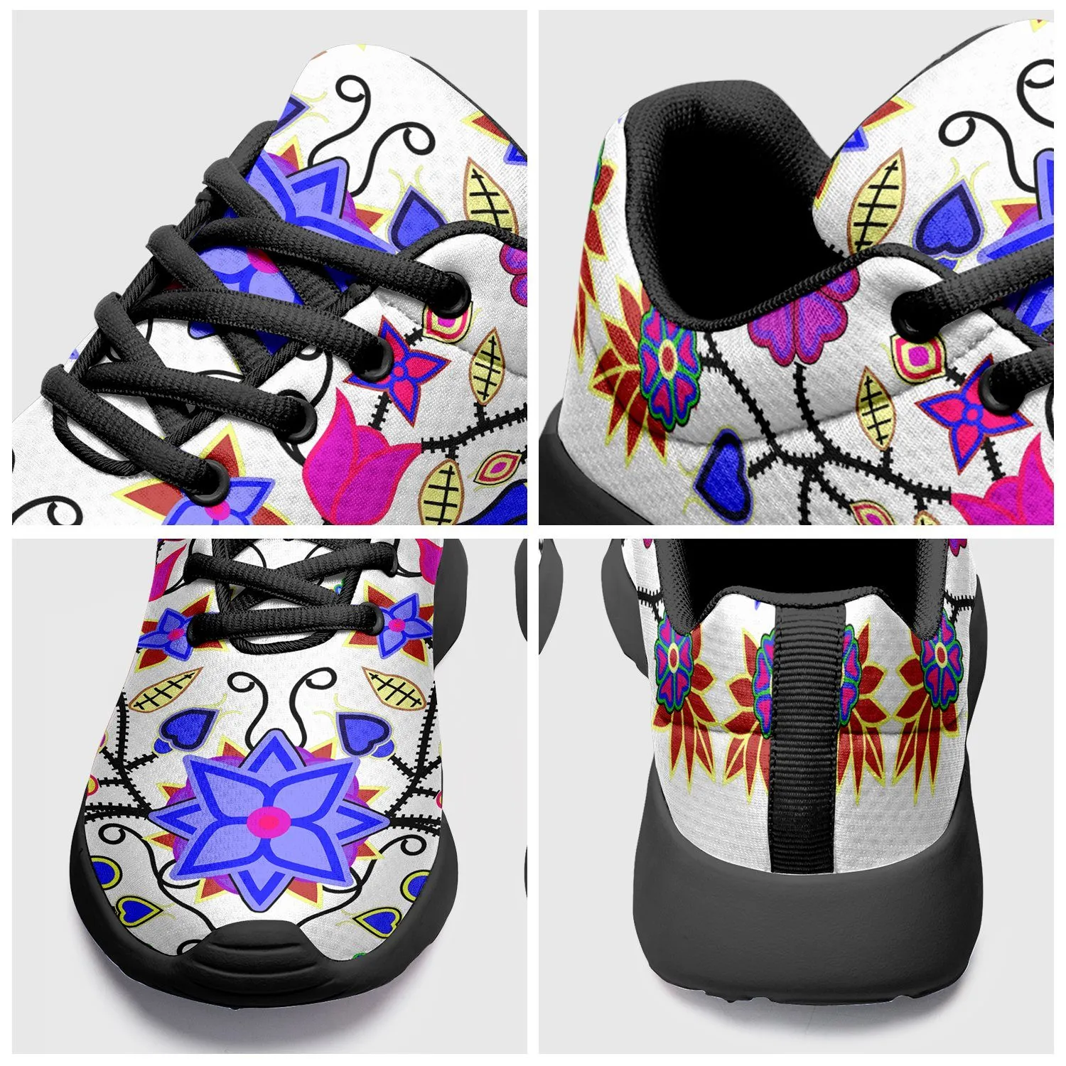 Floral Beadwork Seven Clans White Ikkaayi Sport Sneakers