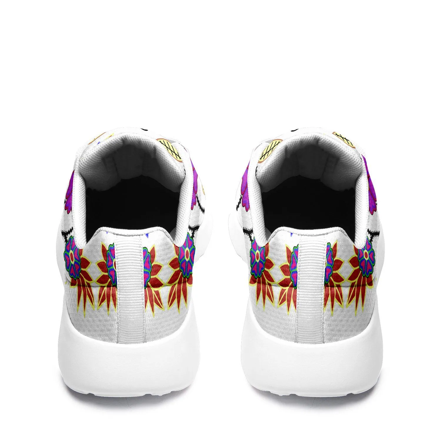 Floral Beadwork Seven Clans White Ikkaayi Sport Sneakers
